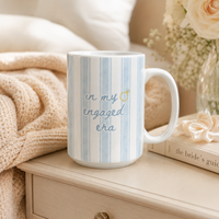 In My Engaged Era - Blue Stripe Script Mug
