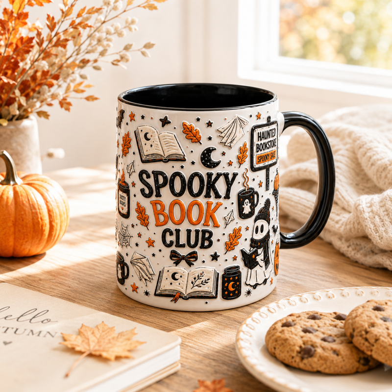 Spooky Book Club - Raised-Look Halloween Mug