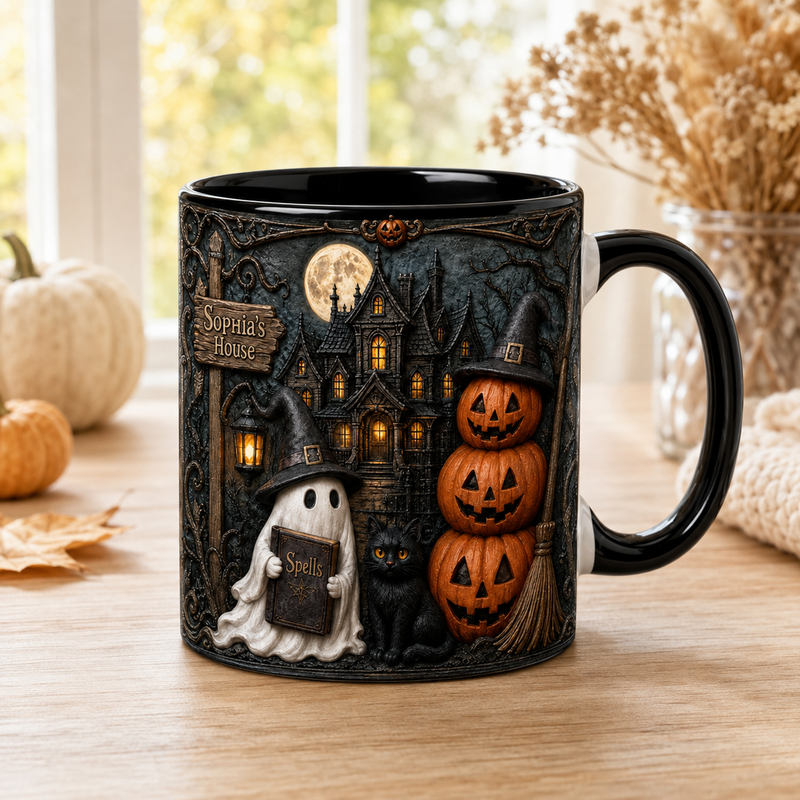 Spells and Moonlight - Haunted House Halloween Mug