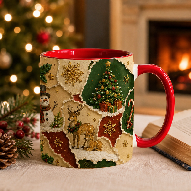 Quilted Christmas - Patchwork Holiday Motif Mug