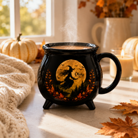 Moonlit Ascent - Witch Silhouette Cauldron Mug