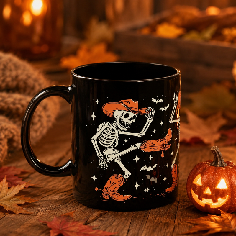 Midnight Two-Step - Dancing Cowboy Skeleton Halloween Mug