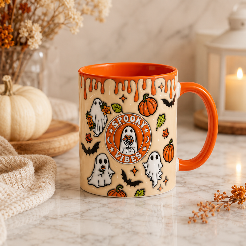 Spooky Vibes - Ghost Sticker Sheet Halloween Mug