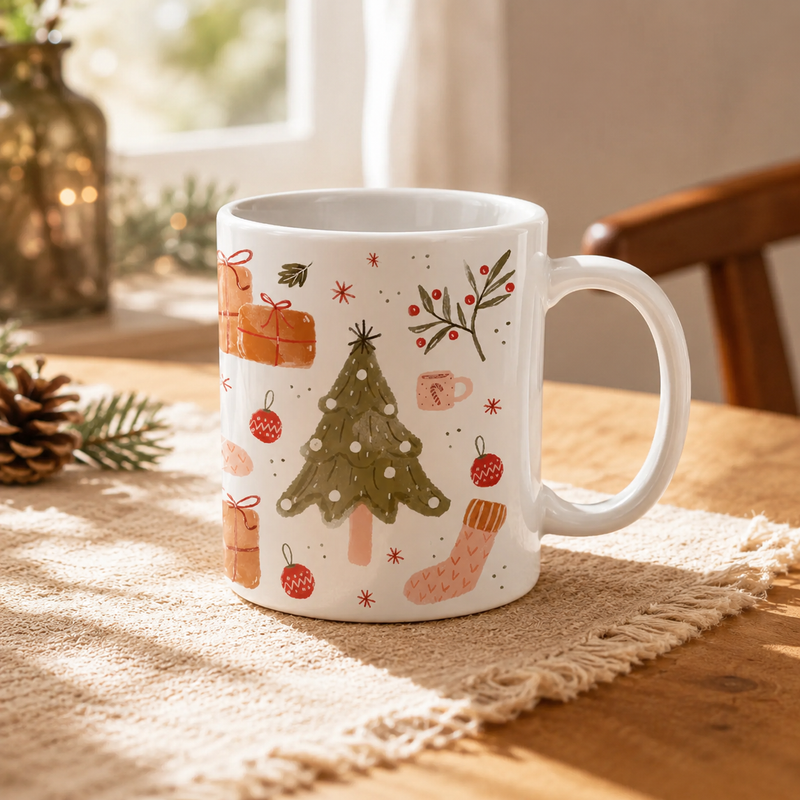 Quiet Christmas - A Hand-Painted Study in Warm Holiday Motifs