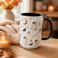 Cookie Ghost Halloween Mug - Soft Spirits in Cream and Gold