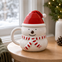 Snowman Smile - Santa Hat Lid Holiday Mug