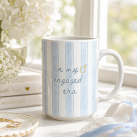 In My Engaged Era - Blue Stripe Script Mug