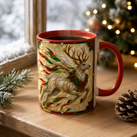 Opaline Stag - Stained Glass Holly Christmas Mug