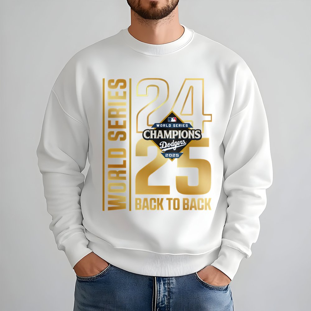 Dodgers World Series Champions Sweatshirt | Back To Back 2025 Graphic Crewneck | Premium Cotton Blend | Gift For LA Baseball 