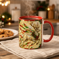 Opaline Stag - Stained Glass Holly Christmas Mug