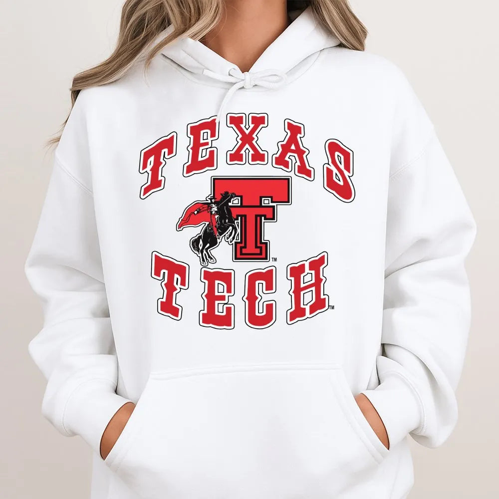 Texas Tech Hoodie | Retro Raiders Mascot Graphic | Soft Cotton-Poly Premium Blend | Gift For College Sports Fans & Students