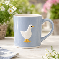 Still Goose - Cream Form on Soft Blue Field