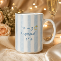 In My Engaged Era - Blue Stripe Script Mug