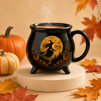 Moonlit Ascent - Witch Silhouette Cauldron Mug