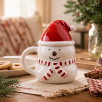 Snowman Smile - Santa Hat Lid Holiday Mug