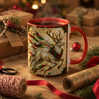 Opaline Stag - Stained Glass Holly Christmas Mug
