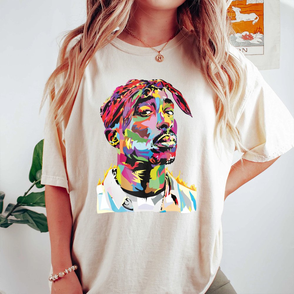 90s Hip Hop Legend Graphic T-Shirt | Vibrant Pop-Art Portrait | Premium Cotton Tee | Unisex Oversized Streetwear Gift for Rap