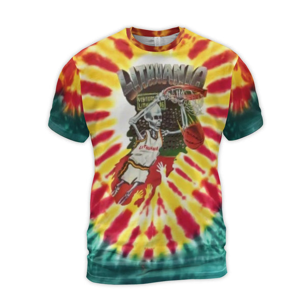 Lithuania 1992 Basketball T-Shirt | Retro Skeleton Slam Dunk Design | Premium Stretch Jersey | Unique Sport History Fan Gift