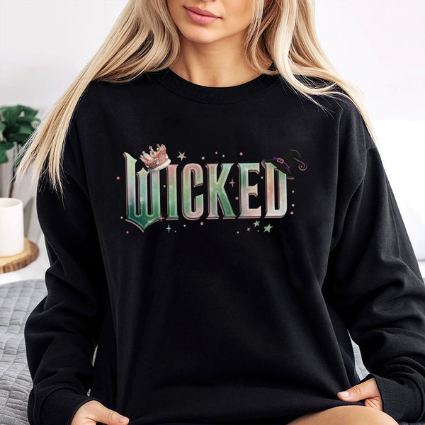 Wicked Musical Graphic Sweatshirt | Retro Witch Crown Design | Premium Cotton-Poly Blend | Cozy Broadway Theatre Fan Gift