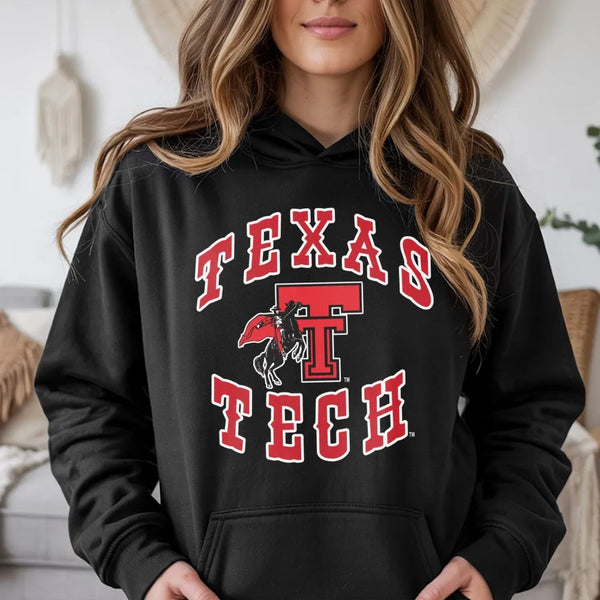 Texas Tech Hoodie | Retro Raiders Mascot Graphic | Soft Cotton-Poly Premium Blend | Gift For College Sports Fans & Students