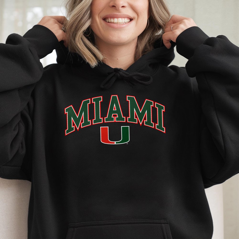 Miami University Arched Logo Hoodie | Collegiate Graphic Pullover | Cotton-Polyester Blend | Premium Fan Apparel Gift for Stu