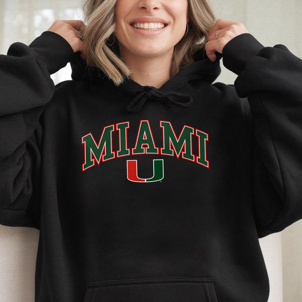 Miami University Arched Logo Hoodie | Collegiate Graphic Pullover | Cotton-Polyester Blend | Premium Fan Apparel Gift for Stu