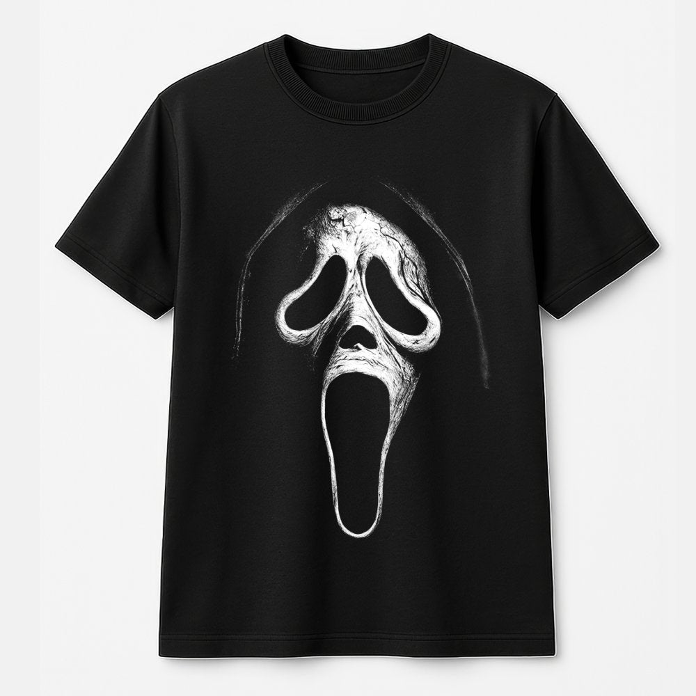 Ghostface Graphic T-Shirt | Horror Movie Slasher Design | 100% Cotton Premium Tee | Unisex Apparel for Fans and Halloween Cos