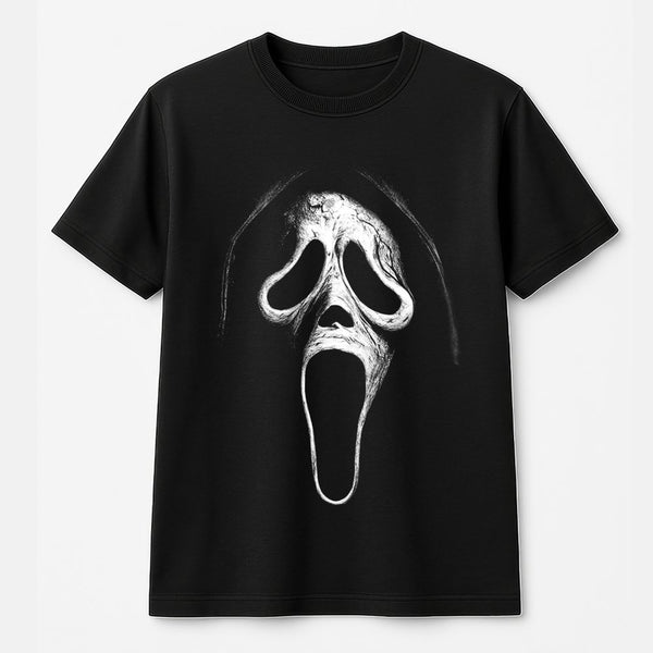 Ghostface Graphic T-Shirt | Horror Movie Slasher Design | 100% Cotton Premium Tee | Unisex Apparel for Fans and Halloween Cos