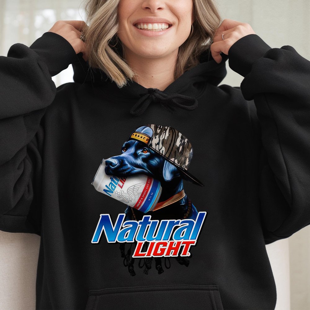 Funny Dog Beer Hoodie | Labrador Retriever Drinking Natty Light Design | Premium Cotton Blend | Gift for Beer Lovers & Dog Ow