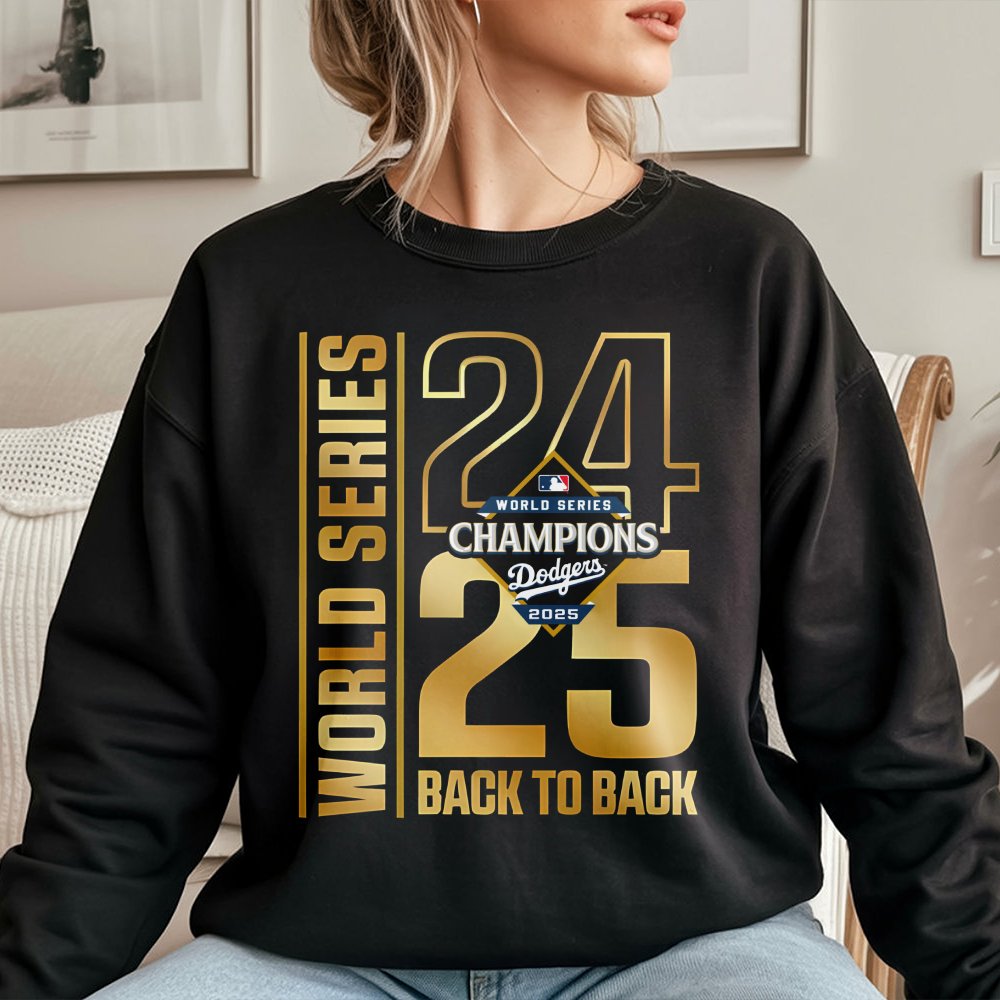 Dodgers World Series Champions Sweatshirt | Back To Back 2025 Graphic Crewneck | Premium Cotton Blend | Gift For LA Baseball 