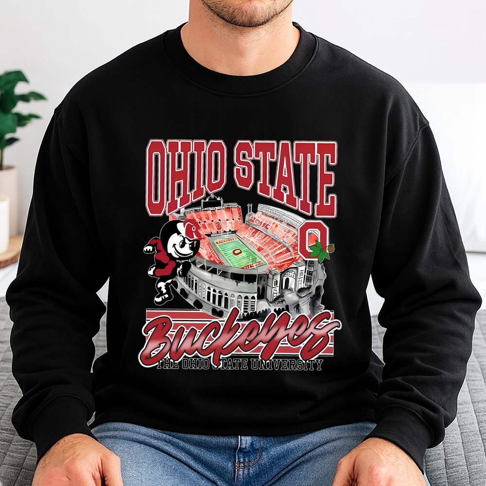 Ohio State Football Sweatshirt | Vintage Stadium Graphic Print | Premium Cotton Blend Unisex Pullover | Game Day College Spor
