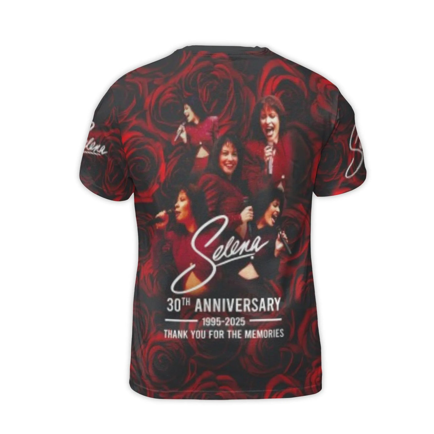 Selena 30th Anniversary 3D T-Shirt | Red Rose Floral All-Over Print | Premium Jersey Fabric | Iconic Tejano Music Gift for Fa