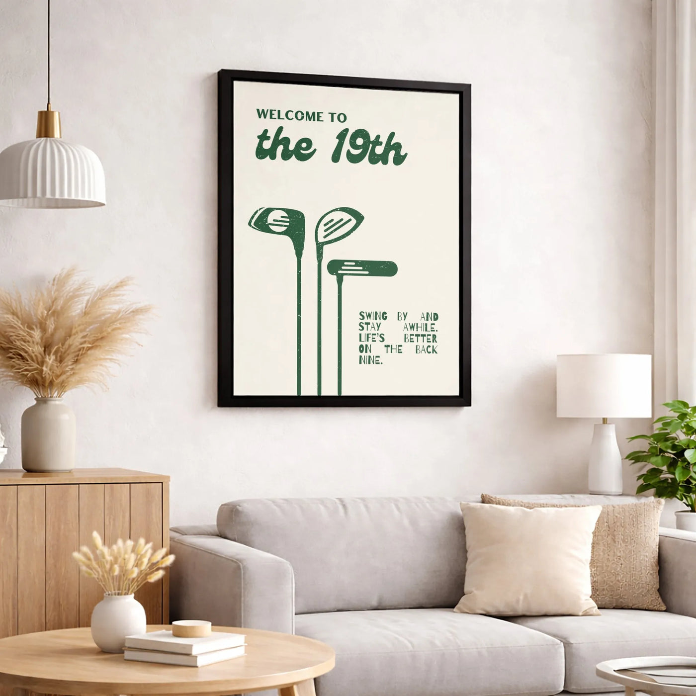 Welcome To The 19th Golf Canvas Wall Art | Mid-Century Modern Sport Print | Premium Gallery-Wrapped Decor | Unique Gift For G