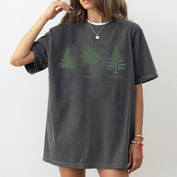 Tree T-Shirt | Fir Dogwood Tamarack Botanical Graphic | Premium Cotton Unisex Tee | Gift for Nature Lover and Forest Explorer