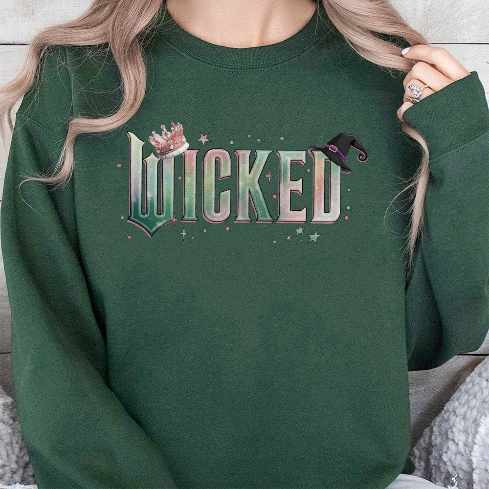 Wicked Musical Graphic Sweatshirt | Retro Witch Crown Design | Premium Cotton-Poly Blend | Cozy Broadway Theatre Fan Gift