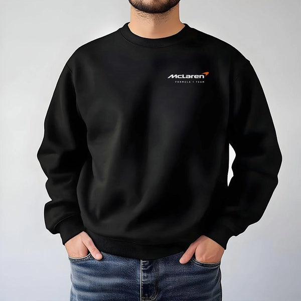 McLaren F1 Sweatshirt | Racing Team Logo Graphic Apparel | Premium Cotton Blend Unisex Jumper | Gift for Formula 1 Fans & Gra