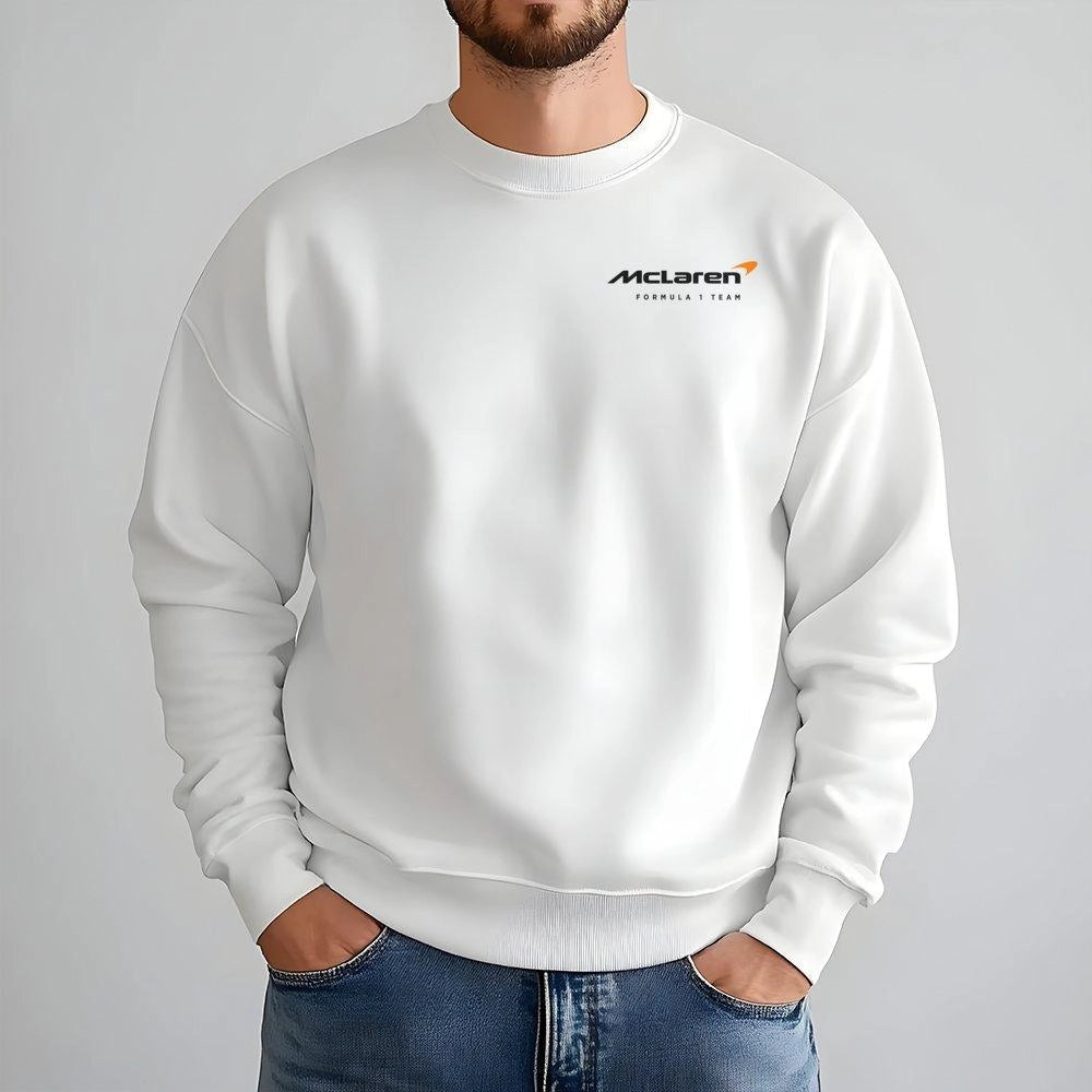 McLaren F1 Sweatshirt | Racing Team Logo Graphic Apparel | Premium Cotton Blend Unisex Jumper | Gift for Formula 1 Fans & Gra