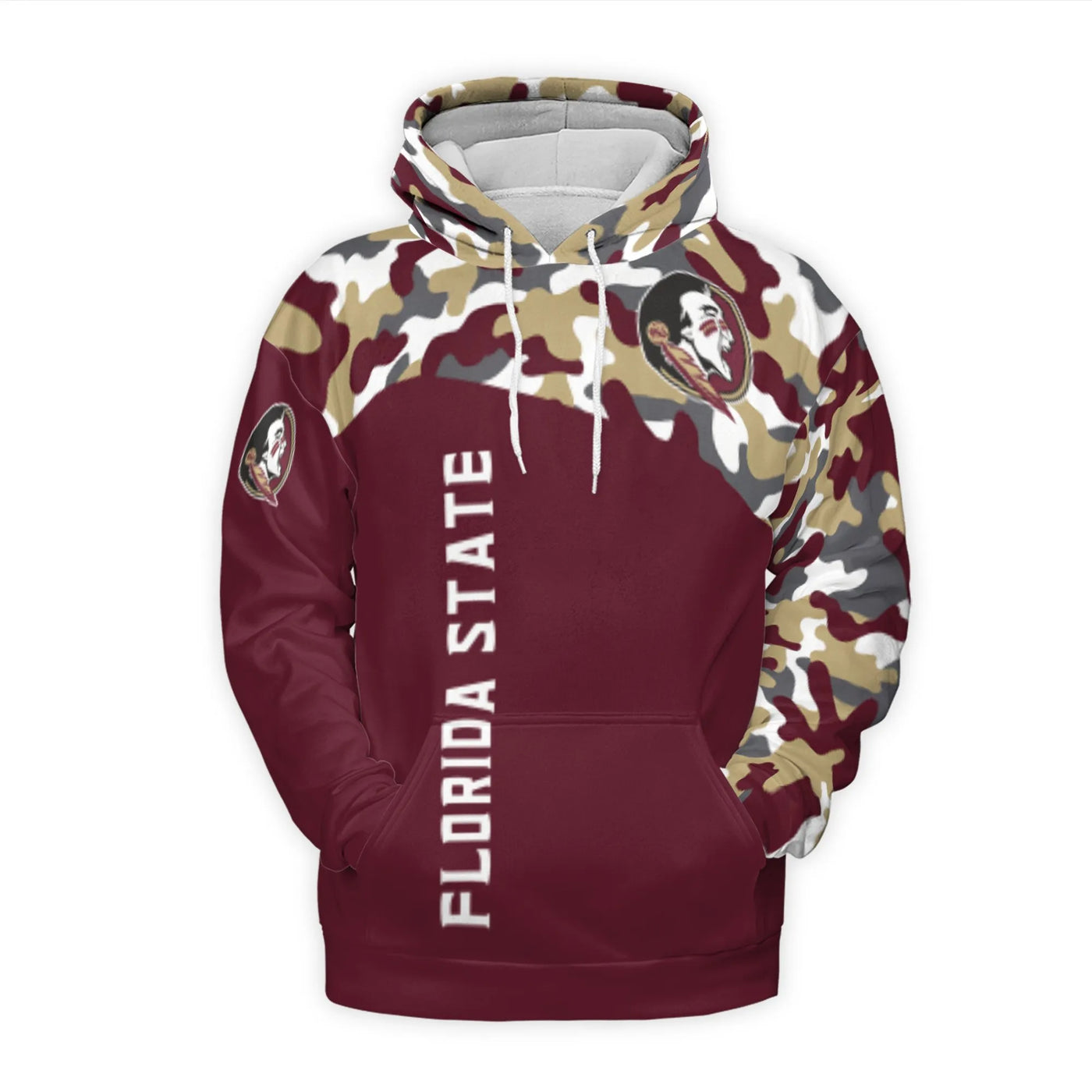 Florida State Seminoles Hoodie | 3D Camo Go Noles Graphic Print | Premium Brushed Polyester Fleece | Unisex Sports Fan Gift