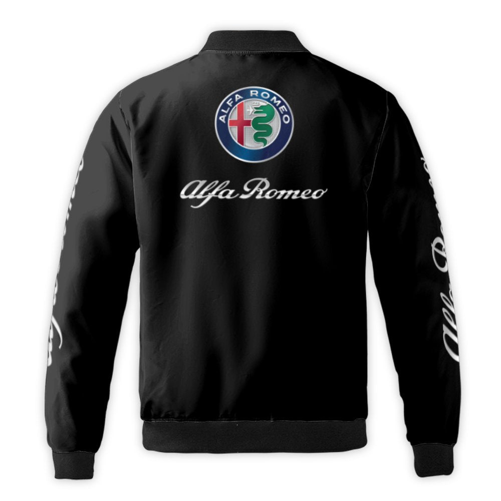 Alfa Romeo Bomber Jacket | Motorsports Logo Apparel | Premium Nylon Windproof Streetwear | Gift For Car Enthusiasts And Race 