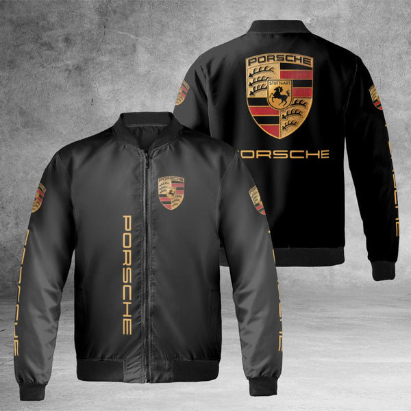 Porsche Bomber Jacket | Luxury German Auto Racing Apparel | Durable Nylon Streetwear | Gift For Car Enthusiasts