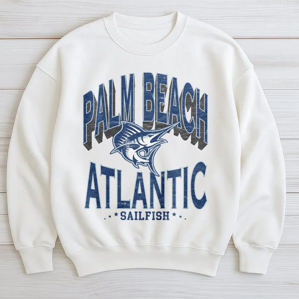 Palm Beach Atlantic Sailfish Sweatshirt | Distressed University Mascot Graphic | Premium Cotton Blend | Gift for Students Alu