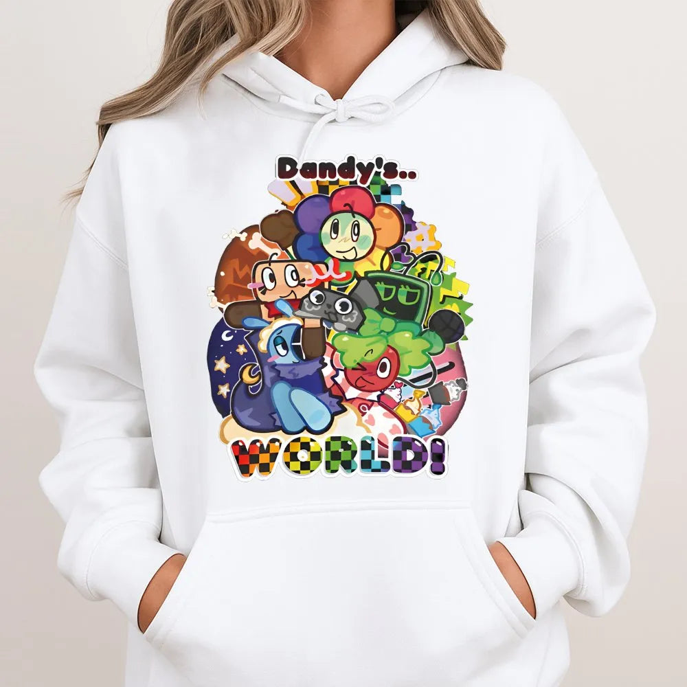 Dandy's World Gaming Hoodie | Colorful Cartoon Character Art | Premium Cotton Blend | Gamer Gift for Fans