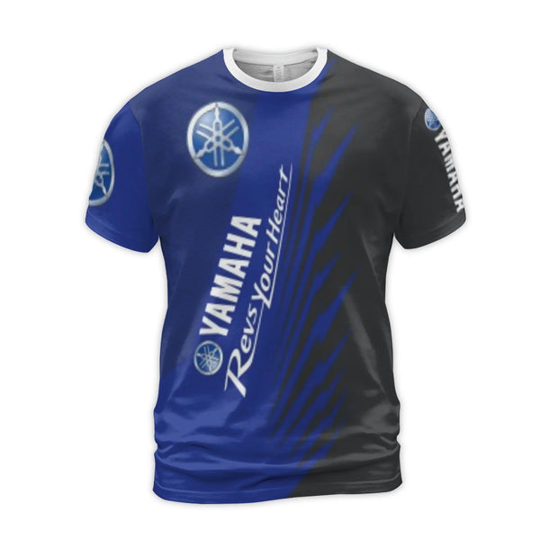 Yamaha Racing 3D T-Shirt | Revs Your Heart Graphic Tee | Premium Polyester Spandex Blend | Motorsports Fan Apparel Gift