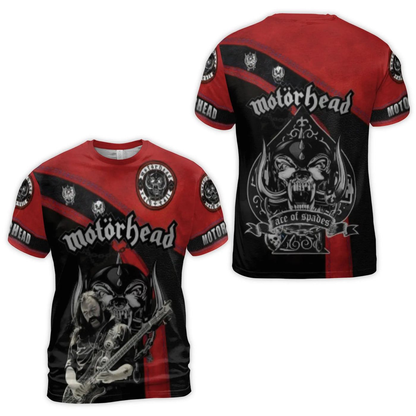 Motörhead 3D Graphic T-Shirt | Lemmy Kilmister Ace Of Spades Design | Premium Polyester Jersey Blend | Rock Music Fan Gift