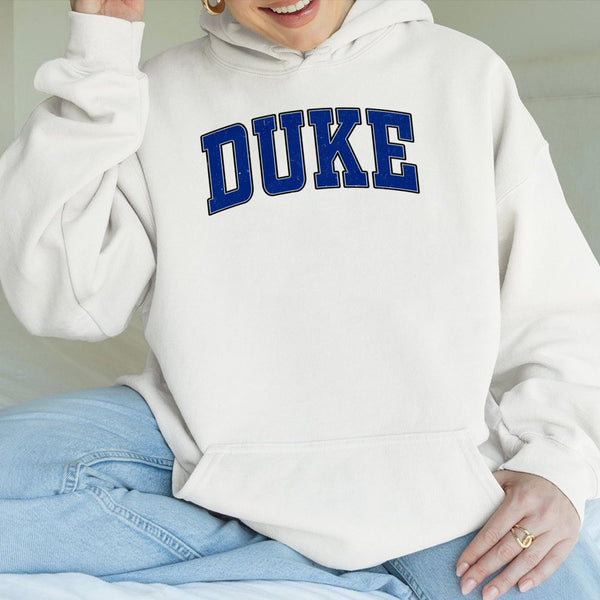 Duke Collegiate Hoodie | Vintage Varsity Lettering Design | Premium Cotton-Blend Fleece | Unisex College Style Gift for Stude