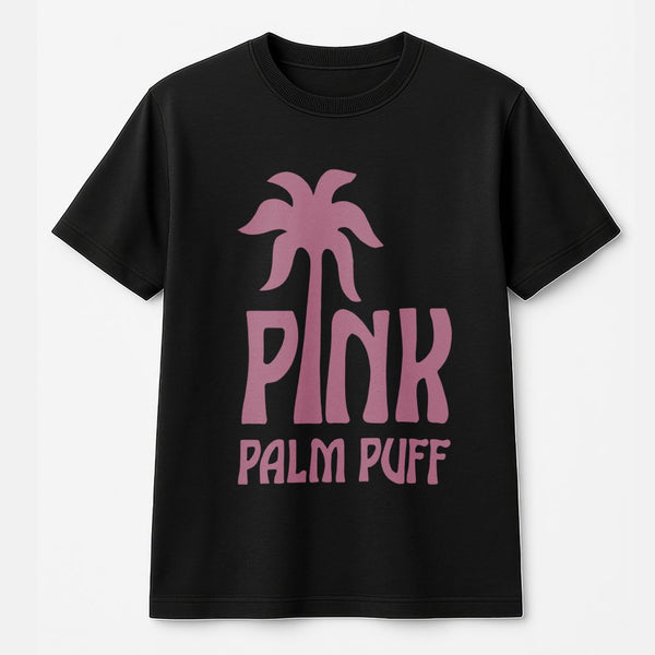 Pink Palm Puff T-Shirt | Retro Tropical Beach Aesthetic Graphic | Premium 100% Cotton Tee | Trendy Unisex Summer Gift For Bea