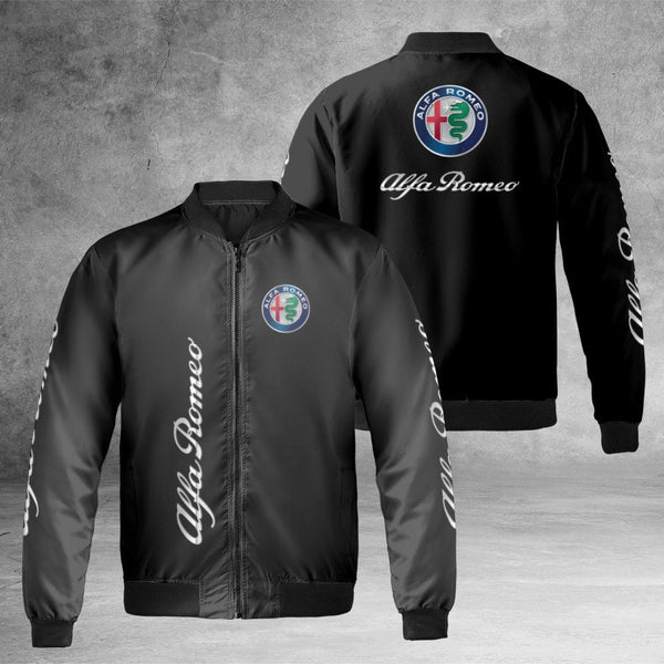 Alfa Romeo Bomber Jacket | Motorsports Logo Apparel | Premium Nylon Windproof Streetwear | Gift For Car Enthusiasts And Race 