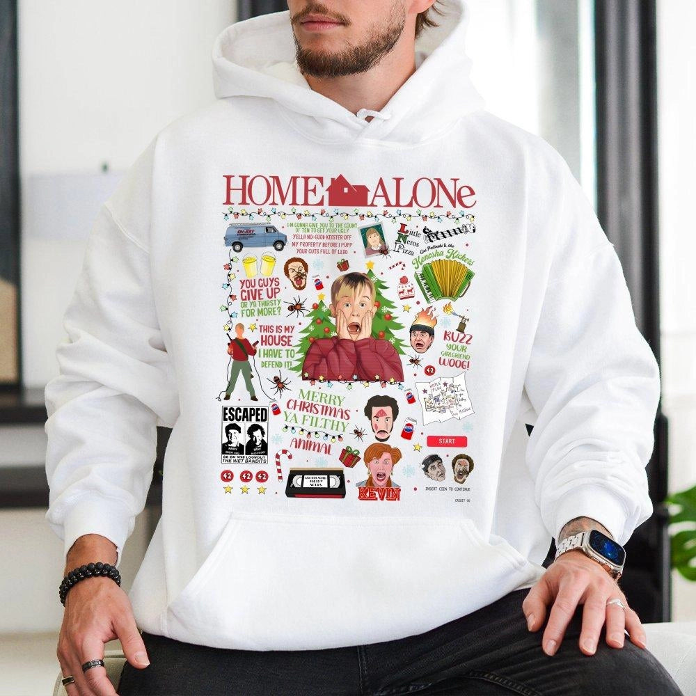 Retro 90s Christmas Movie Hoodie | Iconic Holiday Film Graphic Print | Premium Cotton Blend Sweatshirt | Funny Gift For Film 