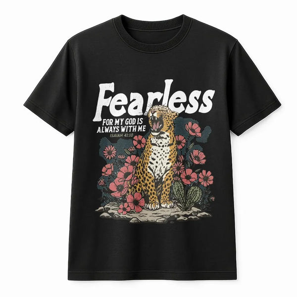Fearless Christian Sweatshirt | Leopard & Floral Bible Verse Pullover | Soft Cotton Blend | Inspirational Faith Based Gift