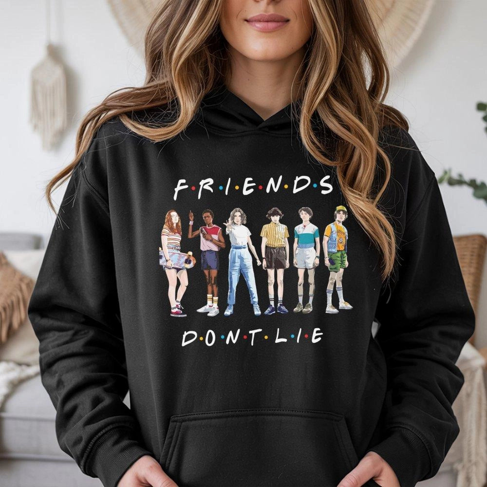 Retro 80s Sci-Fi Friends Hoodie | Nostalgic Graphic Sweatshirt | Premium Cotton Blend | Gift for Fans of Stranger Things
